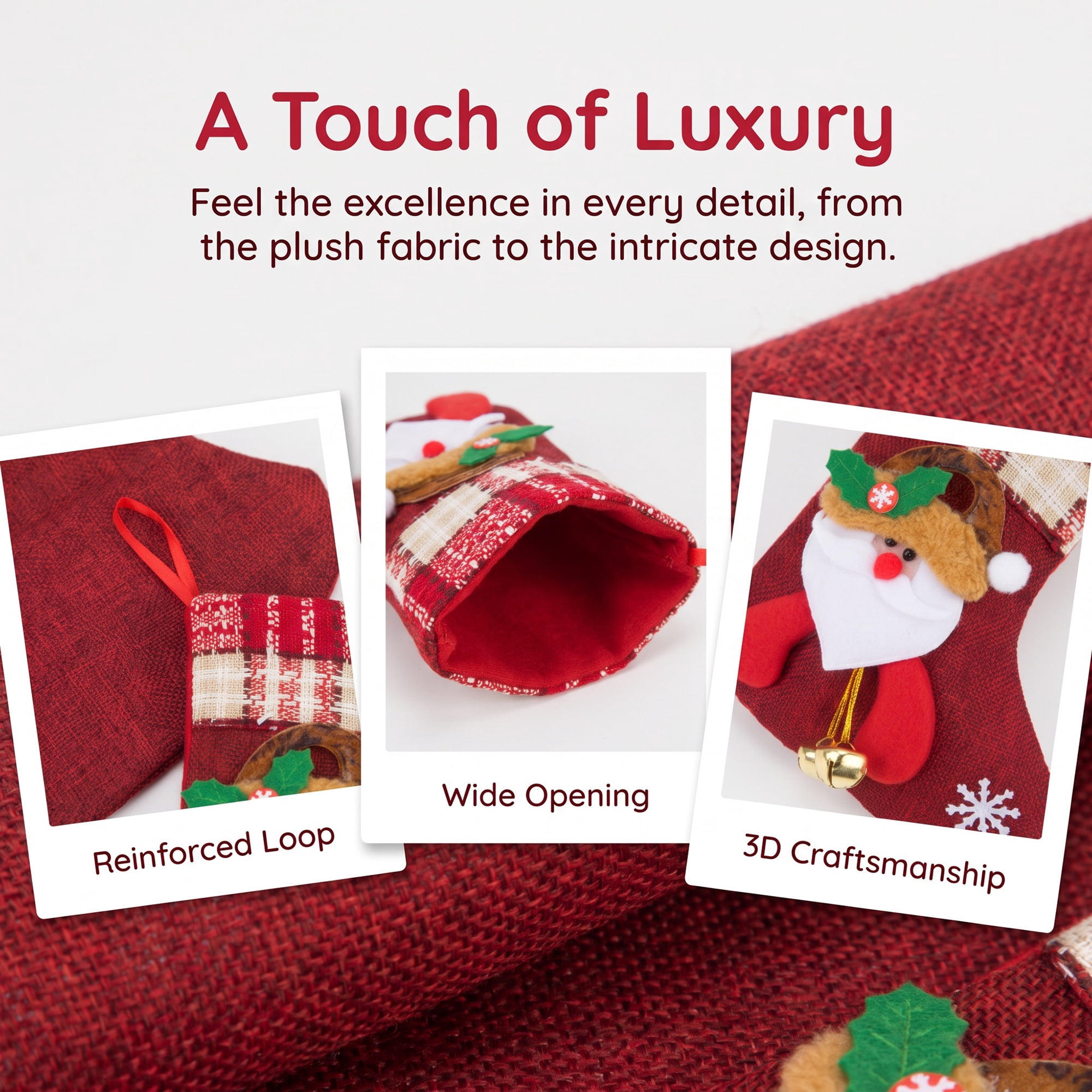 Unique Bargains Heritage Character Christmas Stocking Double Layer Timeless Sock Red 8"