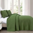 thumbnail image 2 of Chezmoi Collection Avon Diamond Geometric Solid Cotton Lightweight Quilt for All Seasons, 3-Piece Quilt Set, King, Loden Green, 2 of 9