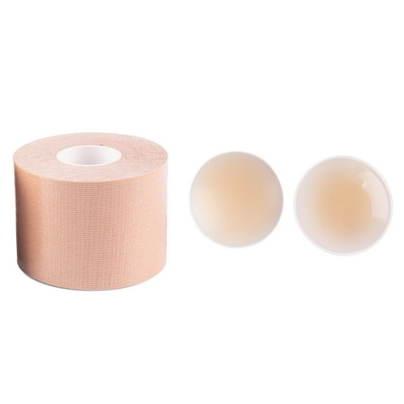 MAYLISACC Boob Tape with 2 Pcs Nipple Covers for Women Reusable, Waterproof & Sweatproof Body Tape for Breast Lift（Skin Colour）