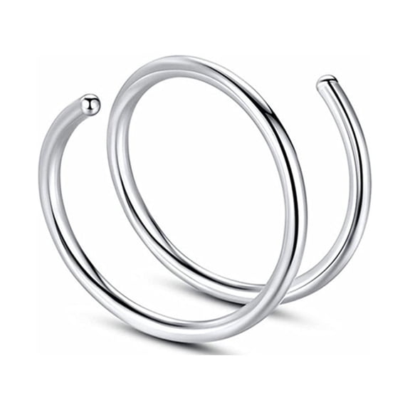 QIQUWOHUL Double Hoop Nose Ring For Single Piercing Small Thin 8mm Spiral Nose Jewelry For Women Men