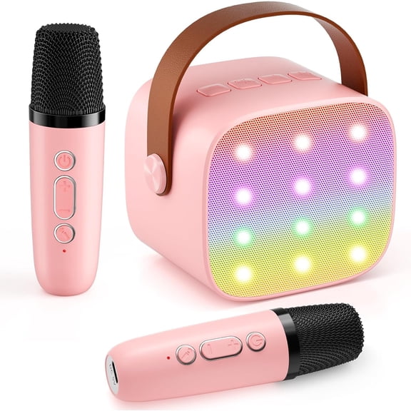 Mini Karaoke Machine with 2 Wireless Microphones, 2026 TOP Kids Portable Bluetooth Karaoke Machine for 3, 4, 5, 6, 7, 8, 9,10,11,12 Year Old, Christmas Birthday Gifts for Girls Boys Adults Home Party