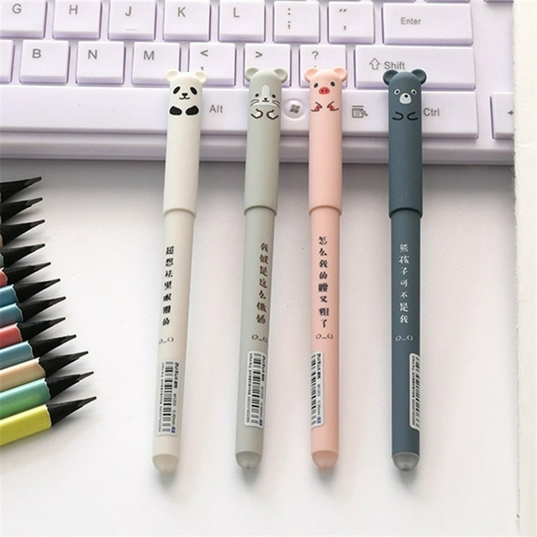 Dolked 12pcs 4 Cute Pigs Panda Erasable Gel Pen Ballpoint Pen 