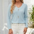 thumbnail image 5 of tarylea Womens Tops Crew Neck Eyelet Long Sleeve Blouse Solid Color Dressy Loose Shirts Casual Fall Trendy Dailywear Tops, 5 of 6