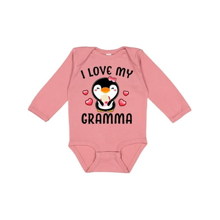 

Inktastic I Love My Gramma with Cute Penguin and Hearts Gift Baby Girl Long Sleeve Bodysuit