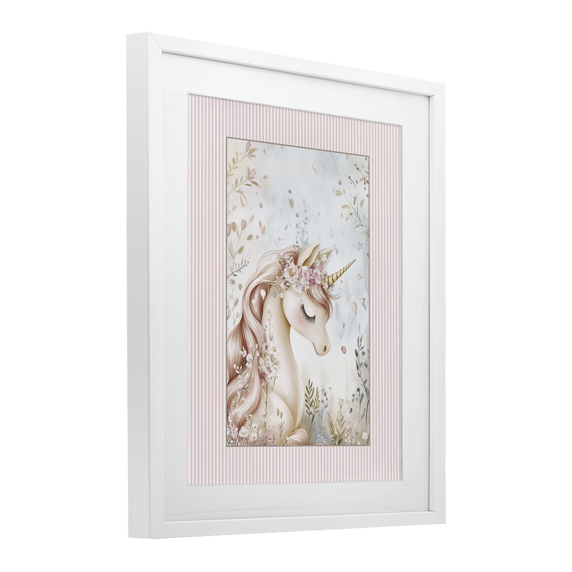 Stupell Industries Enchanted Dreams Unicorn White Framed Print Under Glass, design by Christine Simpson Art