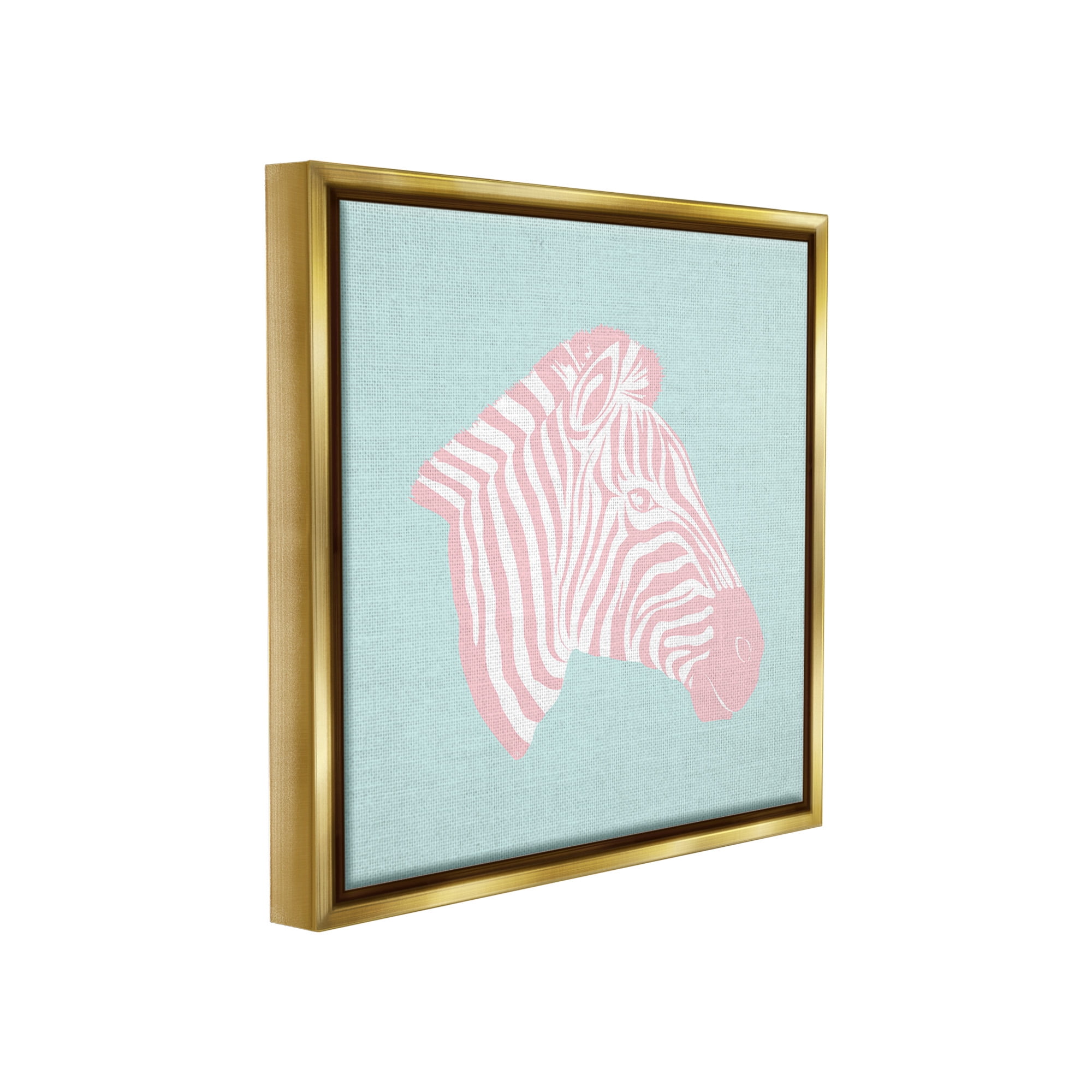 Stupell Industries Pastel Zebra Portrait Animals & Insects Painting Gold Floater Framed Canvas Art Print Wall Art, 18 x 18