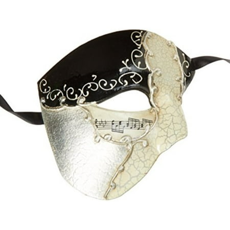 Half Mask Masquerade Phantom of the Opera - Half Men Face Musical Mask Collection - Venetian Masquerade Mask by 4everstore (Black) ()