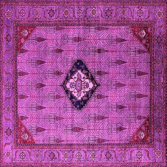 Ahgly Company Indoor Square Oriental Pink Industrial Area Rugs, 8' Square