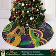 thumbnail image 6 of SKYSONIC Mardi Gras Carnival Tree Skirt Mardi Gras Masquerade Beaded Necklace Xmas Tree Base Cover Mat Holiday Party Decor 47.2", 6 of 6