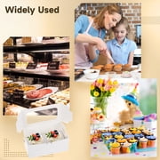50 Pcs 2-Cavity Cupcake Boxes with Window, White Pastry Boxes Bulk for Bakery, Cupcake Containers with Clear Lid for Gifting, Birthday Party, Wedding & Dessert Packaging