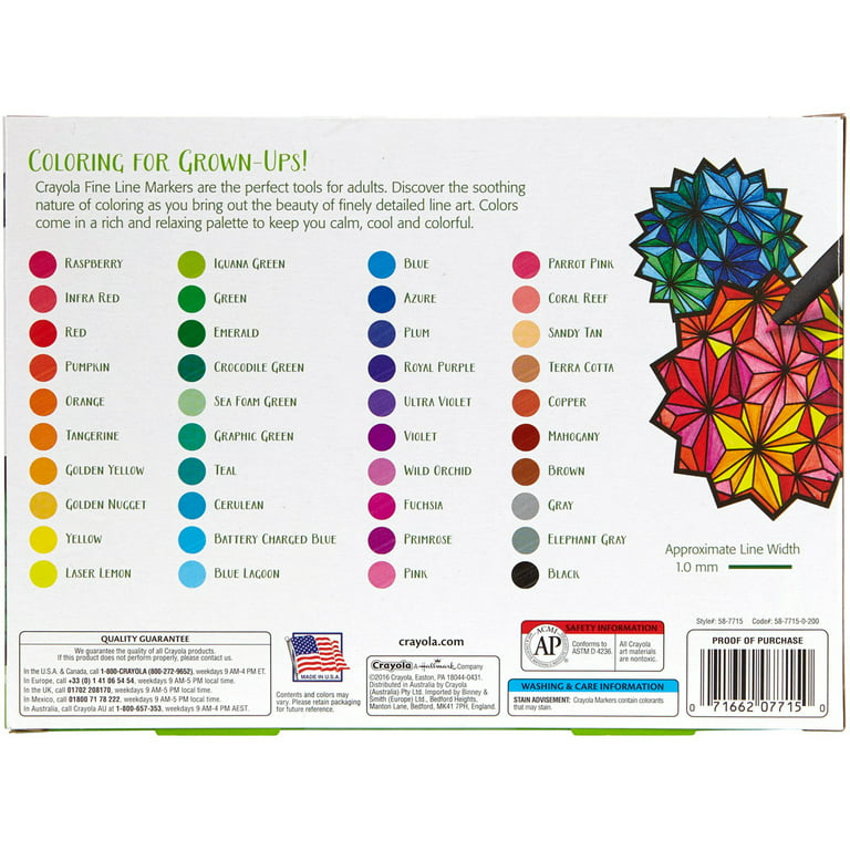Crayola Aged Up Adult Coloring 12ct Fine Line Markers, Contemporary Colors,  Multicolor (58-7714)