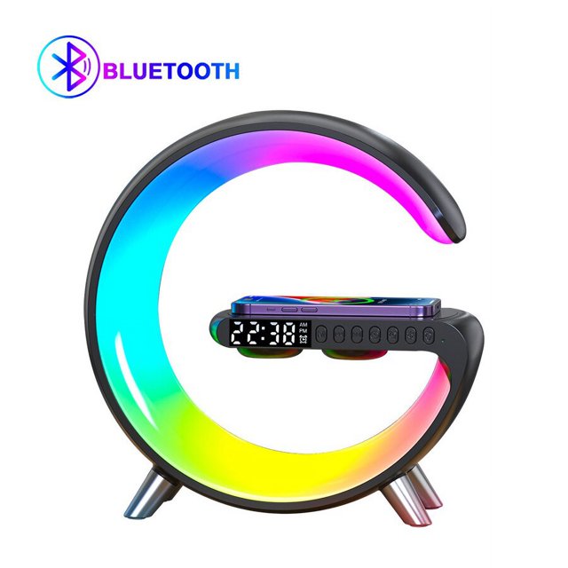 Luz LED inteligente para despertador, reloj despertador RGBIC, cargador inalámbrico, Bluetooth, Control por aplicación, lámpara de mesa musical, decoración de habitación