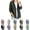 Dark Green, variant on OIOLOYJM Jackets for Women Denim Patchwork Waffle Textured Collared Vintage Travel Jacket Casual Fashion Long Sleeve Button Front Lightweight Blazer