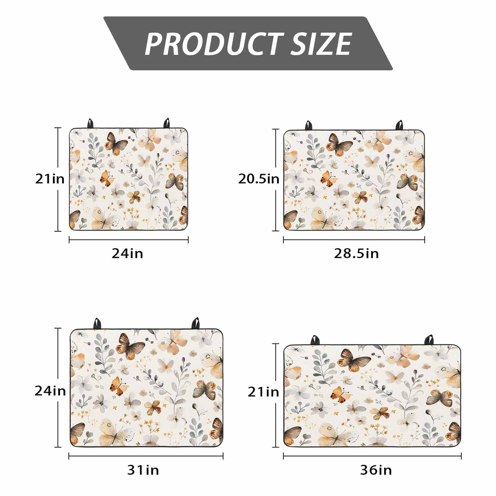 Retro Spring Floral Stove Top Cover for Electric Stove, Heat-proof & Non Slip Glass Top Stove Cover Protector, Brown Butterfly Botanical Kitchen Flat Cooktop Rubber Mat 24x21 Inches