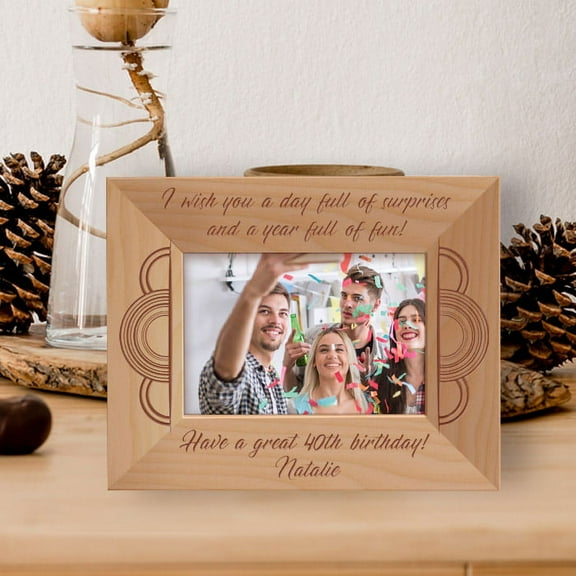 Have A Great 40th Birthday Personalized Wooden Frame-5" x 3 1/2" Brown Horizontal