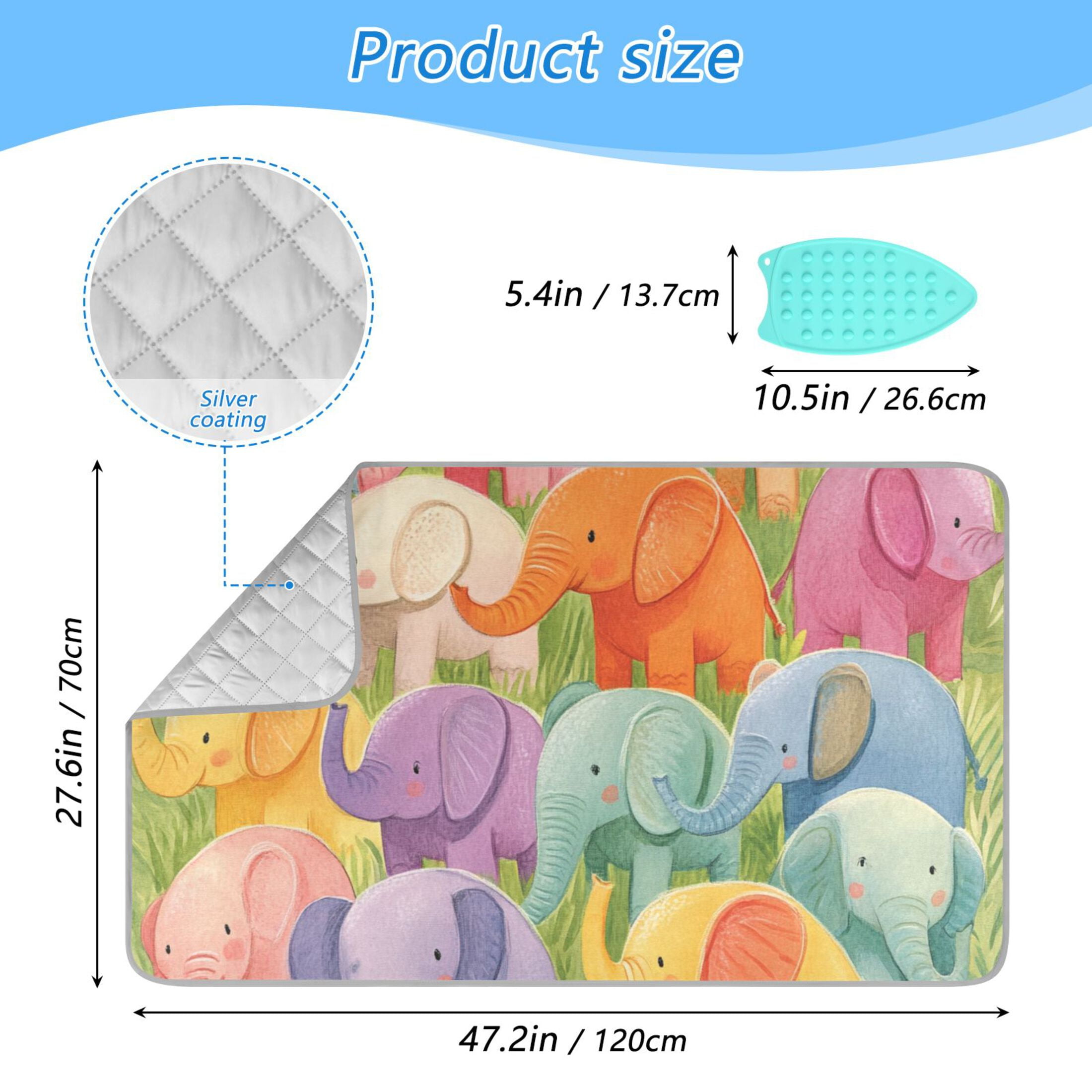 Cute Little Elephants Ironing Board Covers Heat Resistant Ironing Pad Mat Portable for Travel Washer Dryer Table