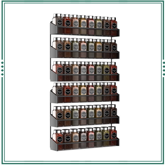 Auledio 2 Pack 3 Tier Metal Spice Rack Organizer Wall-Mount Shelf Storage Holder for Kitchen Countertop (Black)