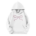 thumbnail image 4 of YOUYEDIAN Bow Print Hoodies for Girl Long Sleeve Hooded Sweatshirt Trendy Drawstring Pullover Warm Hoodies White 8-9 Years, 4 of 4