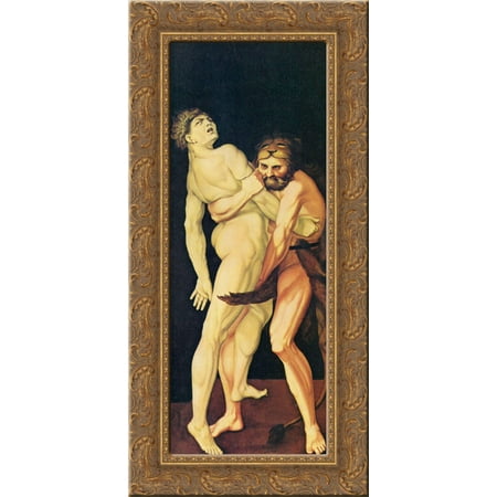 Hercules and Antaeus 24x18 Gold Ornate Wood Framed Canvas Art by Hans Baldung