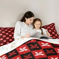 thumbnail image 4 of Feelyou Kids Kawaii Poinsettia Flower Bedding Comforter Set 7-Piece, Black Red Plaid Checkered King Bedding Sets, Merry Christmas Reversible Bed Sheets, Luxury Bedroom Decor, 4 of 7