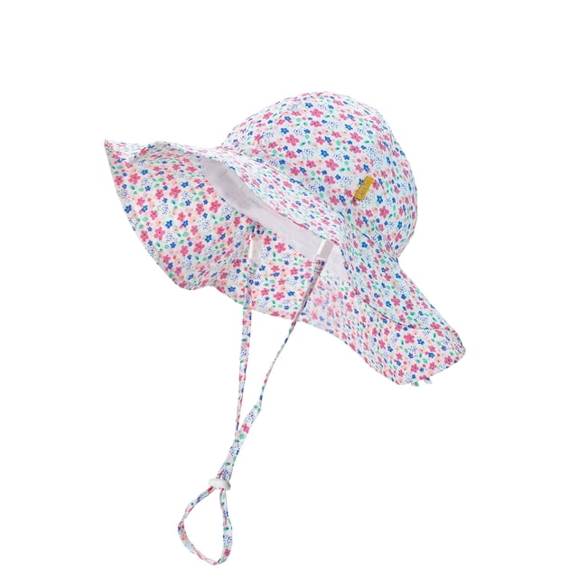Gorro de sol para bebé Hat DASMINI Pink Daisy UPF50+, ajustable de 0 a 6 m