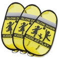 thumbnail image 4 of Dryser 3-Pack Caution Slow Down Kids at Play Safety Signs with Reflective Tape - 24" Yellow Pop-up Children at Play Signs, 4 of 7