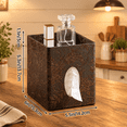 Square Tissue Box Cover Two-layer Brown Grape Pattern Leather Holder ...