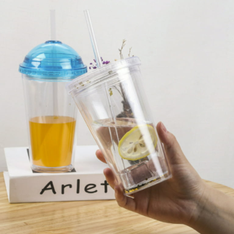 Tumbler with Straw and Lid Kids Drinking Cups Water Glasses with Handle  Measuring Scale Iced Milk Juice Travel Mug Domestic Reusable Eco-Friendly  Cups