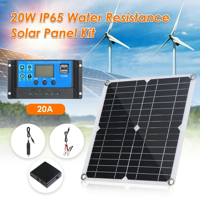 Panel solar flexible de 20 W CC, 9 V/18 V y LED de 20 A