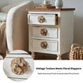 thumbnail image 3 of 19" Vintage Farmhouse End Table with Floral Knobs, Rustic Nightstand with 3 Drawers & Gourd Legs, Wood Bedside Table, Sofa Accent Table, Fully Assembled, White, 3 of 7