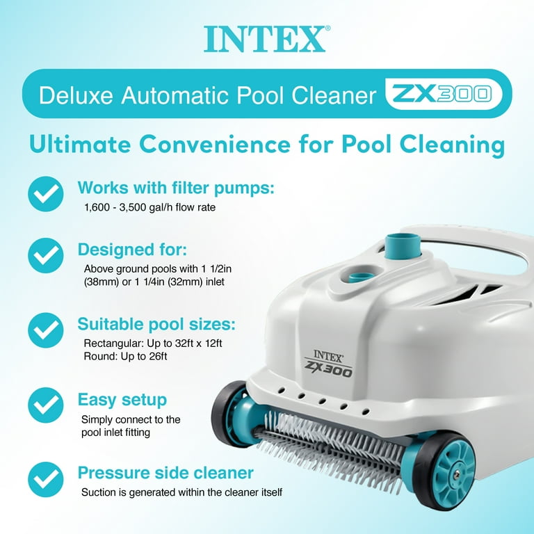 Intex 700 Gal Per Hour Above Ground Pool Cleaner Robot Vacuum w/ 21 Ft Hose Intex 700 Gal Per Hour Above Ground Pool Cleaner Robot Vacuum w/ 21 Ft Hose