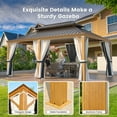 thumbnail image 4 of Erommy 12' x 18' Hardtop Gazebo, Wood Grain Aluminum Frame Outdoor Gazebo with Galvanized Steel Roof, Permanent Metal Pavilion with Curtains and Nettings for Patio, Backyard, Deck and Lawns, 4 of 9