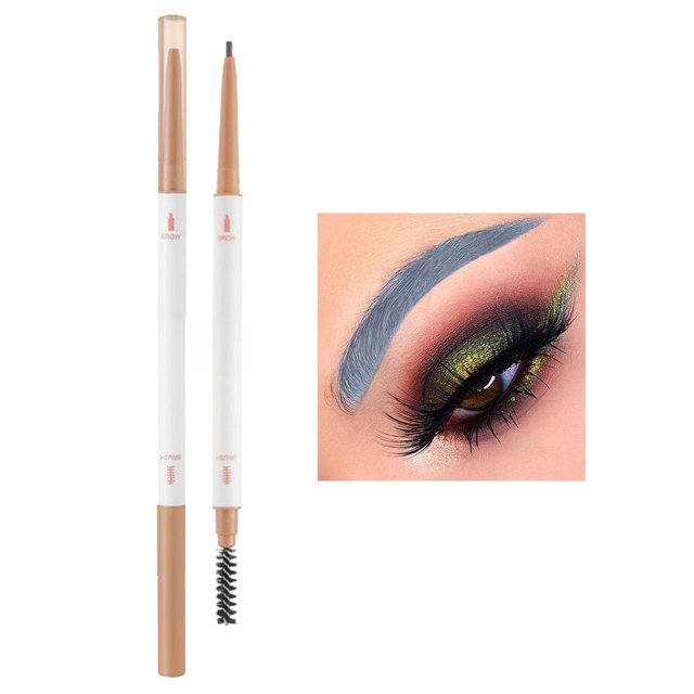 Crayon à Sourcils Ultra Fin Double Tête Poudre Fine Longue Durée Maquillage Couleur Imperméable Résistant à la Transpiration et Non Décolorant Crayon à Sourcils Blanc