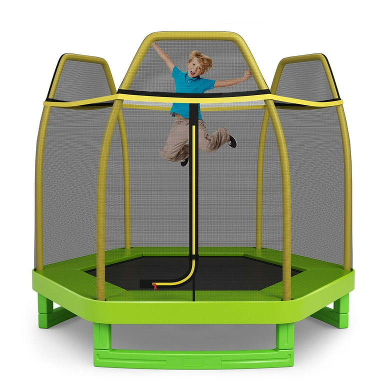 Costway 7 FT Kids Trampoline with Safety Enclosure Net Costway 7 FT Kids Trampoline with Safety Enclosure Net