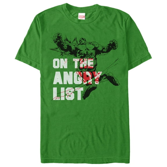 Men's Marvel Christmas Hulk Angry List  Graphic Tee Kelly Green Medium