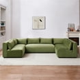 thumbnail image 2 of Glenmont Mid Century Modern Modular Olive Green Velvet Comfy Sectional Couch, 2 of 7