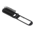 thumbnail image 1 of Cepillo plegable para el cabello con espejo, peine compacto de viaje para desenredar, cerdas suaves, antiestático, color negro., 1 of 5