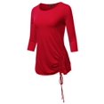 thumbnail image 1 of FashionOutfit Women's PREMIUM 3/4 SLEEVE ROUND NECK SIDE RUCHED TOP, 1 of 1
