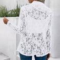 thumbnail image 4 of Trgacdwlo Women's Lace Blazer Open Front Sheer Mesh Blazer Coats Elegant Long Sleeve Casual Lightweight Dressy Summer Jacket White S, 4 of 5