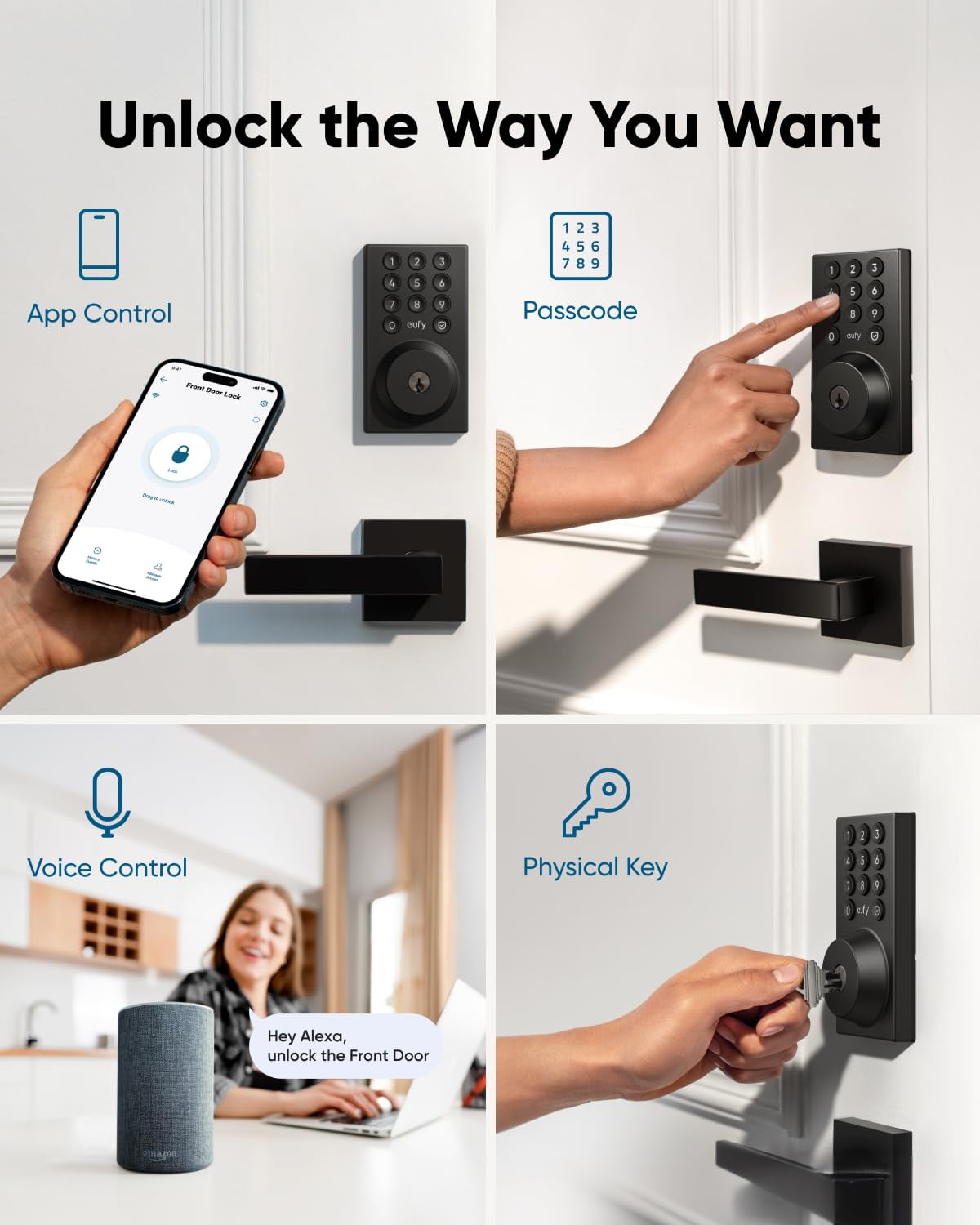 eufy Smart Lock C30-2 Pack, Keyless Entry Door Lock, Built-in WiFi Deadbolt
