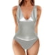 thumbnail image 1 of Gibobby Traje de baño sexy de una pieza Mono de mujer Chaleco sexy Cuello en V Sin mangas(Plata de plata,CH), 1 of 4
