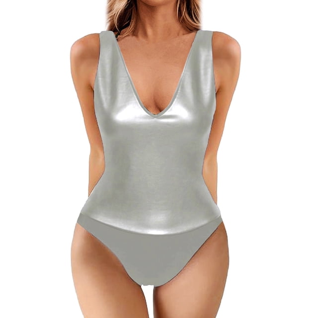 Aayomet Plus Size Bathing Suit for Women Sleeveless (Silver, XL)