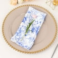 thumbnail image 2 of Efavormart 5 Pack White Blue Chinoiserie Floral Print Satin Cloth Dinner Napkins, Wrinkle Resistant Table Napkins - 20"x20", 2 of 11