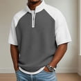 thumbnail image 2 of Men's Stand Collar T-Shirt, Sports Zipper Top Quick Dry Breathable, Short Sleeve Half Zip Athletic Fit, Moisture Wicking Stretch Fabric, Casual Gym Workout Running Golf | Zenithor,Gray XL, 2 of 6