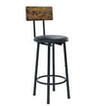 thumbnail image 6 of Modern Bar Table Set, SYNGAR Kitchen Table and Chairs for 2, 3 Piece Counter Height Dining Set with 2 Cushioned Stools, Round Long Bistro Pub Table Set, Breakfast Dining Table Set, Rustic Brown, 6 of 8