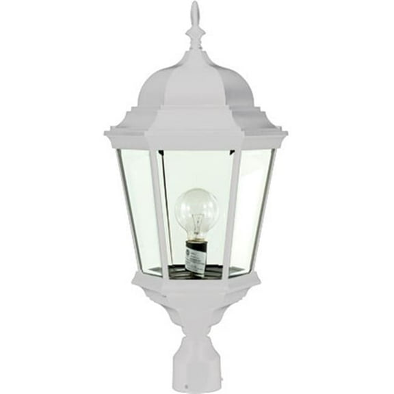 Dabmar Lighting GM235-W Powder Coated Cast Aluminum Post Top Light Fixture, White - 26.75 x 12.75 x 12.75 in.