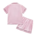 thumbnail image 3 of SILVERCELL 4T-14T Unisex Girls Boys Satin Pajamas Set 2Pcs Short Sleeve Sleepwear Silk Button-Down PJs Sets Nightwear Loungewear Gifts For Teens Kids, 3 of 8