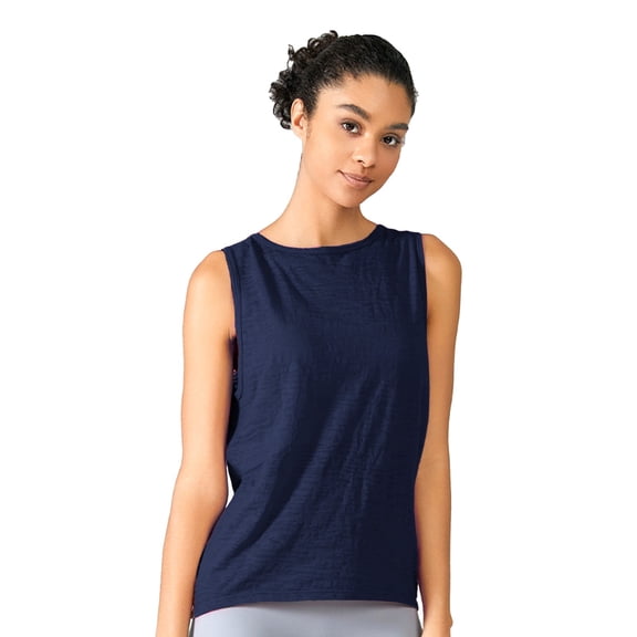Workout Tank Tops Open Back Yoga Exercise Shirts Tie Back Athletic Clothes for Women Women's Casual Sleeveless Round Neck Tee Breathable Athletic Wear for Sports and Daily Comfort, Dark Blue L