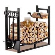 SUGIFT 36in Firewood Rack Adjustable Fireplace Wood Holder For Outdoor Indoor Storage Log