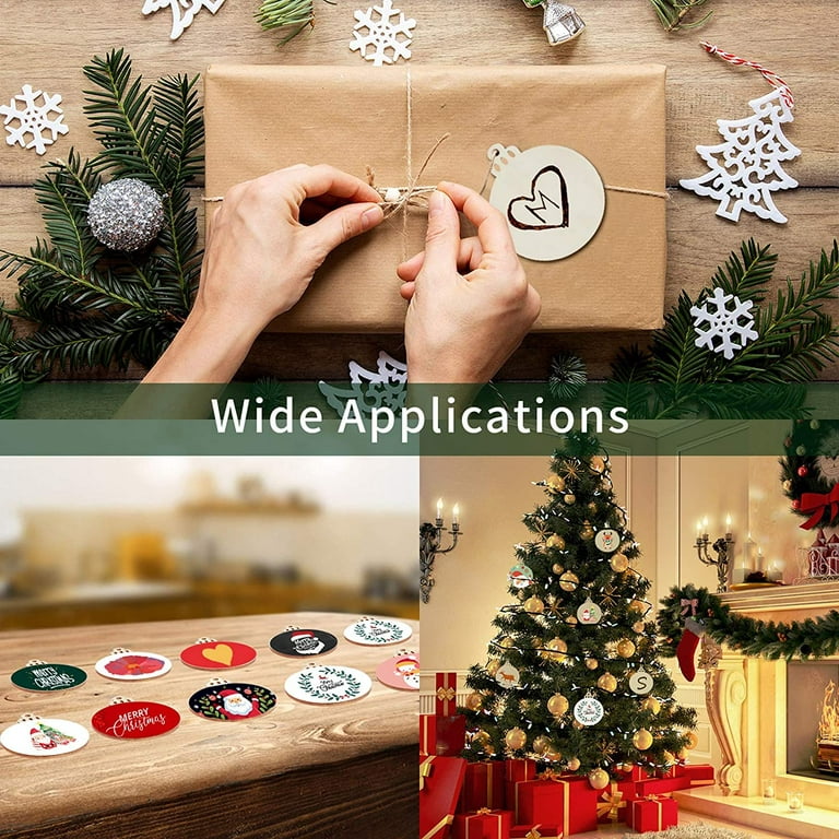 100Pcs 3.5 Inch Wooden Christmas Ornaments Unfinished Wood Slices with  Holes, Predrilled Wood round Circles Blank Discs for DIY Crafts Party  Decorations
